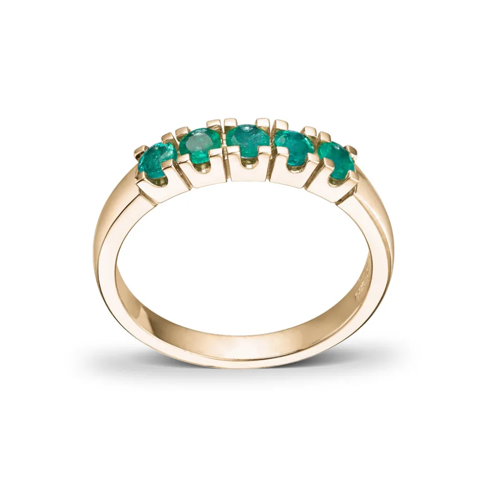 Diamonds by Frisenberg – Alliansering i gult gull med smaragder – 5×0,10ct