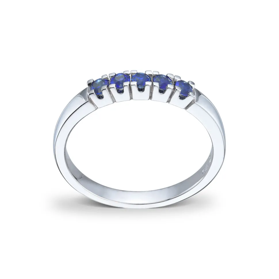 Diamonds by Frisenberg – Alliansering i hvitt gull med safirer – 5×0,05ct