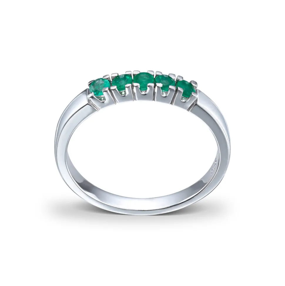 Diamonds by Frisenberg – Alliansering i hvitt gull med smaragder – 5×0,05ct