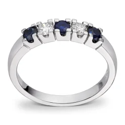 Diamonds by Frisenberg – Alliansering med 2 x 0,10 ct TW/SI og blå safir