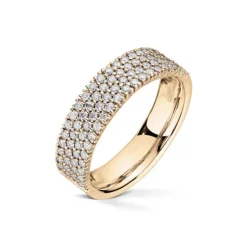Diamonds by Frisenberg – Bred ring i gult gull med diamantdryss – Totalt 0,76 ct
