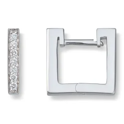 Diamonds by Frisenberg – Firkantede creoler i 14k hvitt gull med diamanter