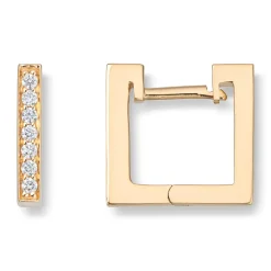 Diamonds by Frisenberg – Firkantede creoler i 14k gult gull med diamanter