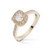 Diamonds By Frisenberg – Gult gull 14K ring – Håndlaget på eget verksted – isatt 1 stk Cusion Cut 0,50 ct ialt 0,74 ct