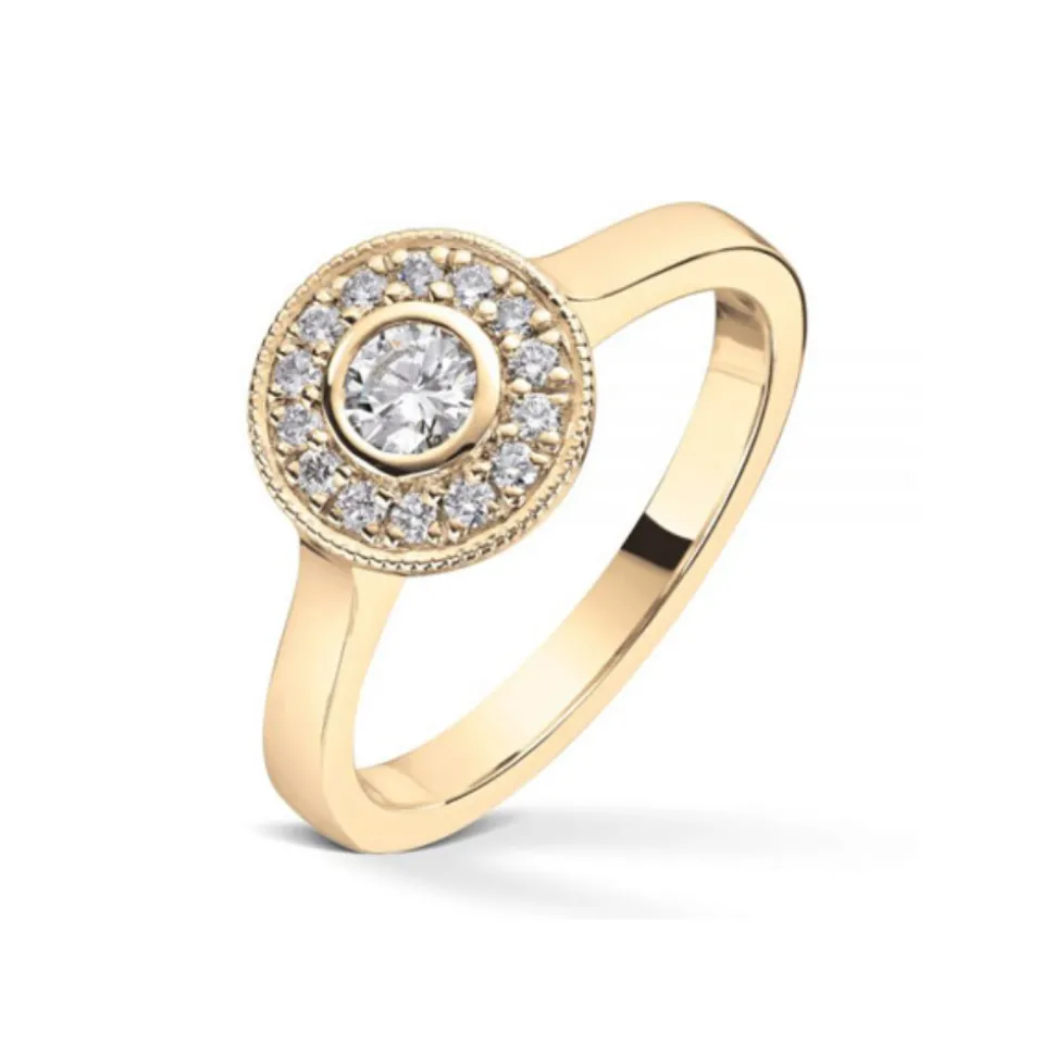 Diamonds By Frisenberg – Gult gull 14K ring – Totalt 0,34 ct – Håndlaget på eget verksted på Lillehammer