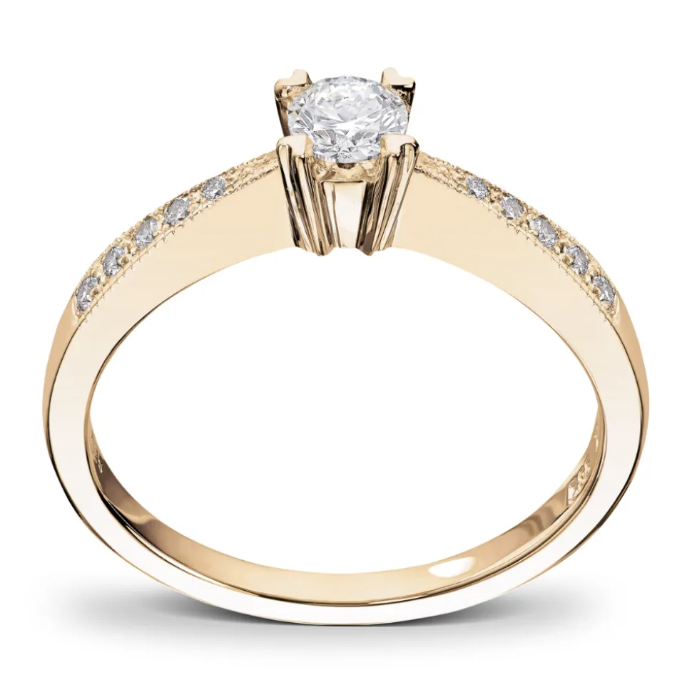Diamonds By Frisenberg – Gult gull 14K ring – Håndlaget, isatt 1 x 0,25ct TW/SI i alt 0,34 ct