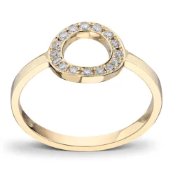 Diamonds by Frisenberg – Gult gull 14K ring- Håndlaget- isatt 16 stk diamanter ialt 0,16 ct TW/SI