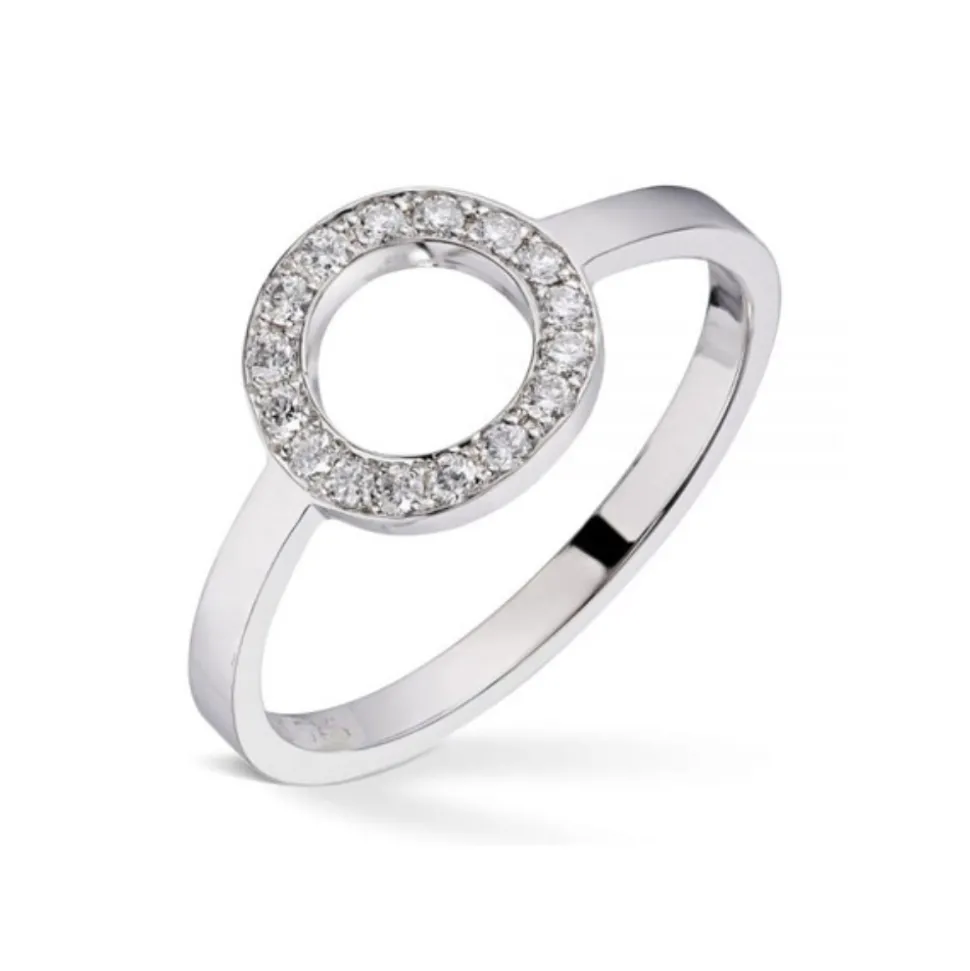 Diamonds by Frisenberg – Hvitt gull 14K ring- Håndlaget- isatt 10 stk diamanter ialt 0,16 ct TW/SI