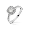 Diamonds By Frisenberg – Hvitt gull 14K ring – Håndlaget på eget verksted – isatt 1 stk Cushion Cut 0,50 ct ialt 0,74 ct