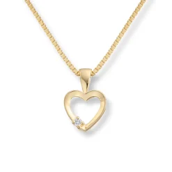 Diamonds by Frisenberg – Hjerteanheng i gult gull med 0,02 ct diamant