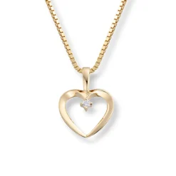 Diamonds by Frisenberg – Hjerteanheng i gult gull med 0,02 ct diamant