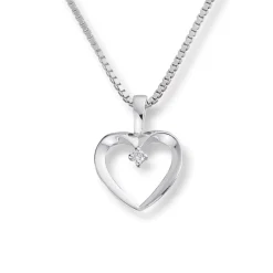 Diamonds by Frisenberg – Hjerteanheng i hvitt gull med 0,02 ct diamant