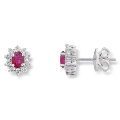 Diamonds by Frisenberg – Hvitt gull 14K ørepynt- med Rubin samt diamanter totalt 0,20 ct TW/SI