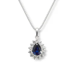 Diamonds by Frisenberg – Halssmykke i hvitt gull med safir og 0,42 ct diamanter