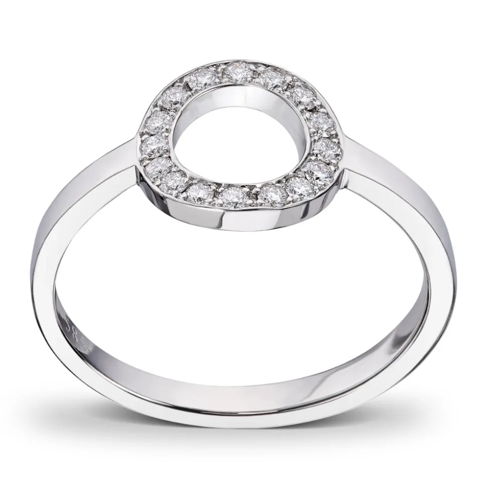 Diamonds by Frisenberg – Hvitt gull 14K ring- Håndlaget- isatt 10 stk diamanter ialt 0,16 ct TW/SI
