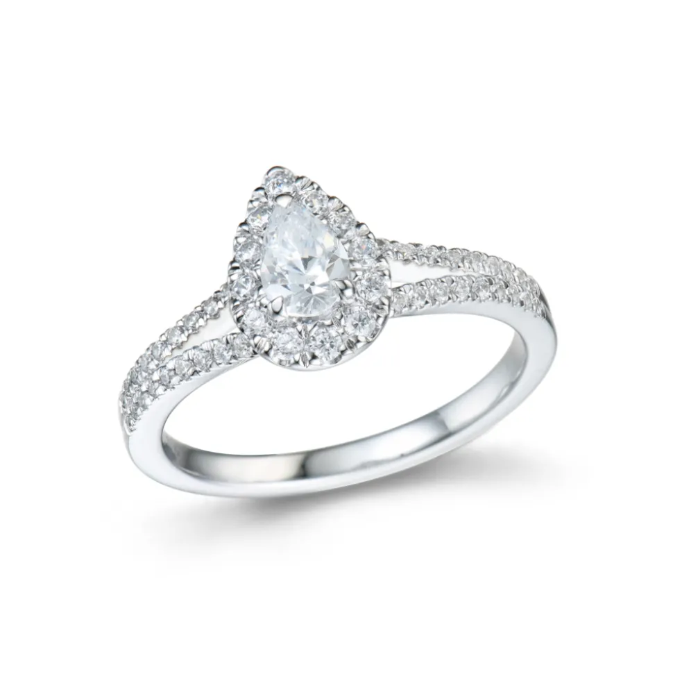 Diamonds by Frisenberg – Ring i hvitt gull og pearshape senterdiamant