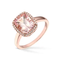 Diamonds by Frisenberg – Ring i rose gull med pink morganitt og 0,12 ct diamanter