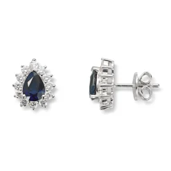Diamonds by Frisenberg – Ørepynt i hvitt gull med safir og 0,65 ct diamanter