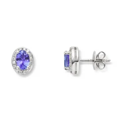 Diamonds by Frisenberg – Ørepynt i hvitt gull med tanzanitt og 0,18 ct diamanter