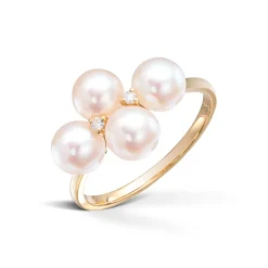 Diamonds by Frisenberg – Ring i gult gull 585 med ferskvannsperler og diamanter ialt 0,03 ct TW/si1