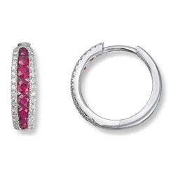 Diamonds by Frisenberg – Øreringer i 14K hvittgull m/diamanter og rubiner