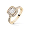 Diamonds by Frisenberg – Ring i gult gull med 0,70 ct TW/VS1 cushion cut diamant – Totalt 0,98 ct