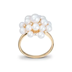 Diamonds by Frisenberg – Ring i 14k gult gull med ferskvannsperler og diamanter