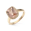 Diamonds by Frisenberg – Ring i gult gull med peach morganitt og 0,10 ct diamanter