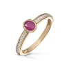 Diamonds by Frisenberg – Ring i gult gull med rubin og diamanter, 0,22ct TW/SI