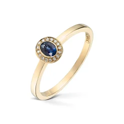 Diamonds by Frisenberg – Ring i gult gull med safir og 0,04 ct diamanter