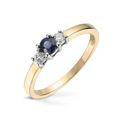 Diamonds by Frisenberg – Ring i gult gull med safir og 0,11 ct diamanter