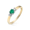 Diamonds by Frisenberg – Ring i gult gull med smaragd og 0,11 ct diamanter