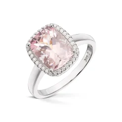 Diamonds by Frisenberg – Ring i hvitt gull med pink morganitt og 0,12 ct diamanter