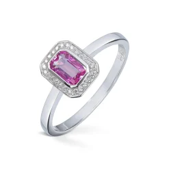 Diamonds by Frisenberg – Ring i hvitt gull med rosa safir og 0,07 ct diamanter