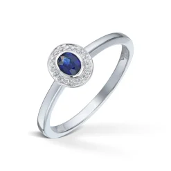 Diamonds by Frisenberg – Ring i hvitt gull med safir og 0,04 ct diamanter
