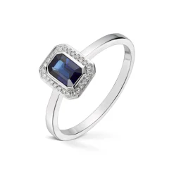 Diamonds by Frisenberg – Ring i hvitt gull med safir og 0,07 ct diamanter