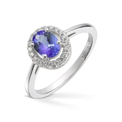 Diamonds by Frisenberg – Ring i hvitt gull med tanzanitt og 0,11 ct diamanter