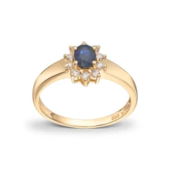 Diamonds by Frisenberg – Ring i gult gull 585 med safir og diamanter ialt 0,15 ct TW/si1