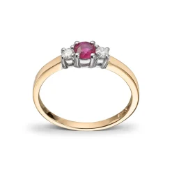 Diamonds by Frisenberg – Ring i gult gull med rubin og 0,11 ct diamanter