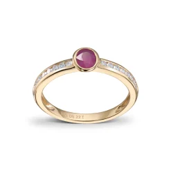 Diamonds by Frisenberg – Ring i gult gull med rubin og diamanter, 0,22ct TW/SI