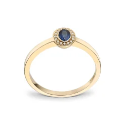 Diamonds by Frisenberg – Ring i gult gull med safir og 0,04 ct diamanter