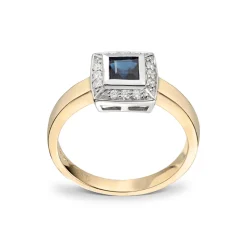 Diamonds by Frisenberg – Ring i gult gull med safir og 0,12 ct diamanter