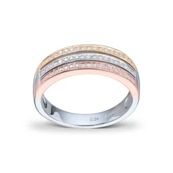 Diamonds by Frisenberg – Ring i gult gull, hvitt gull og rosègull med diamanter