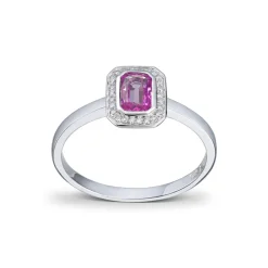 Diamonds by Frisenberg – Ring i hvitt gull med rosa safir og 0,07 ct diamanter