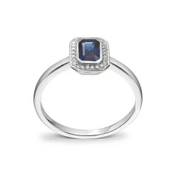 Diamonds by Frisenberg – Ring i hvitt gull med safir og 0,07 ct diamanter