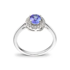 Diamonds by Frisenberg – Ring i hvitt gull med tanzanitt og 0,11 ct diamanter