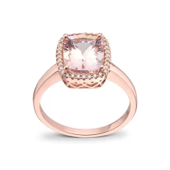 Diamonds by Frisenberg – Ring i rose gull med pink morganitt og 0,12 ct diamanter