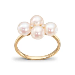 Diamonds by Frisenberg – Ring i gult gull 585 med ferskvannsperler og diamanter ialt 0,03 ct TW/si1