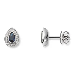Diamonds by Frisenberg -Diamantørestikk i hvitt gull 14K med safir og diamanter ialt 0,10ct TW/SI1