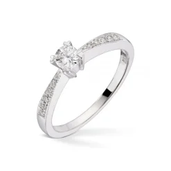 Diamonds By Frisenberg- Hvitt gull 14K ring- Håndlaget- isatt 1 x 0,25ct TW/SI ialt 0,34 ct
